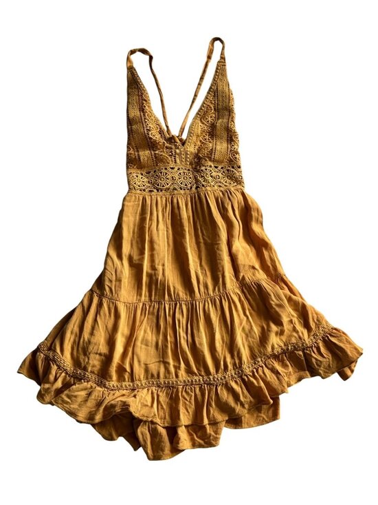 Baevely Dresses & Skirts - Baevely Women's Dark Mustard Summer Open Back Dress